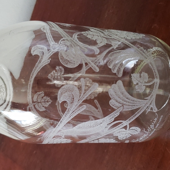 1988 Paul Masson Norman Kosarin Wine Decanter Carafe Etched Birds, Vines… - Picture 9 of 13